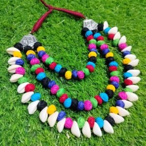 KarigarMADE Handmade Cotton Ball Necklace Set | Eco-Friendly, Unique & Light!